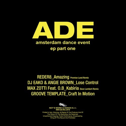 Reder8, DJ Eako, Angie Brown, Max Zotti, O.b, Groove Template, Nazario Pelusi, Fabio Ranucci, Dave Lambert-Amsterdam Dance Event, Vol. 1
